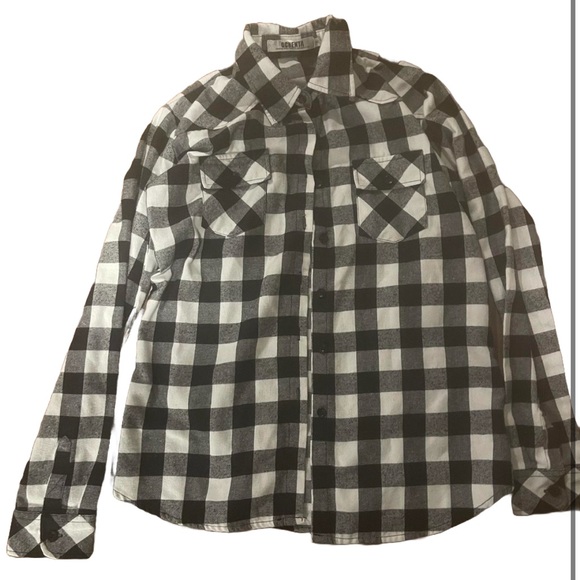 ochenta Tops - Flannel shirt size small Ochenta measurements in pics
